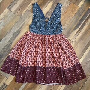 Blue and red western midi dress | Y2K |Cottage |country